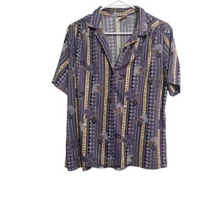 Graff Californiawear Vintage Button Up‎ Shirt Geometric Abstract Purple